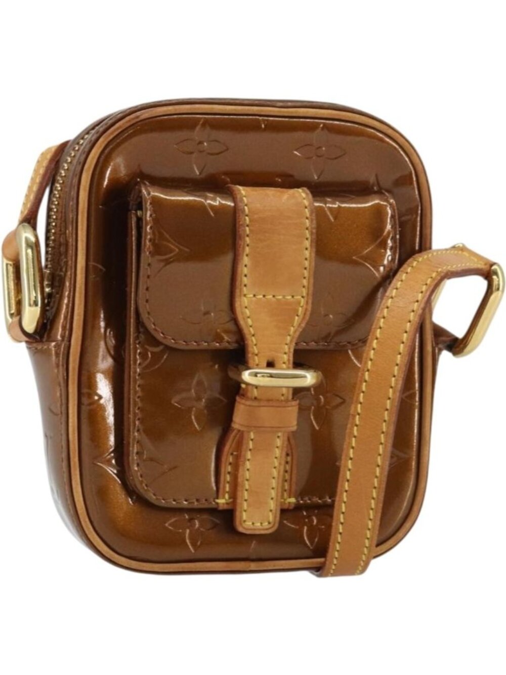LOUIS VUITTON Monogram Vernis Christie PM Bag Bronze M91111